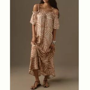 Anthropologie Pink Flutter Sleeve Resort Midi Dress